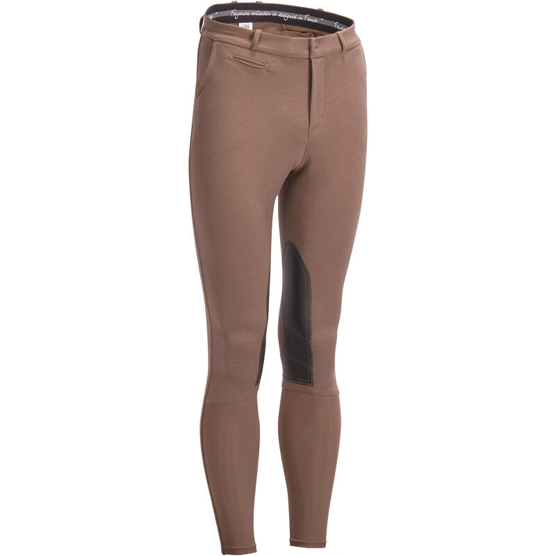 Pantalon équitation homme 140 basanes agrippantes marron