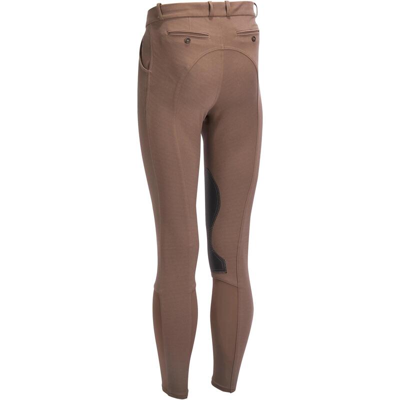 Pantalon équitation homme 140 basanes agrippantes marron