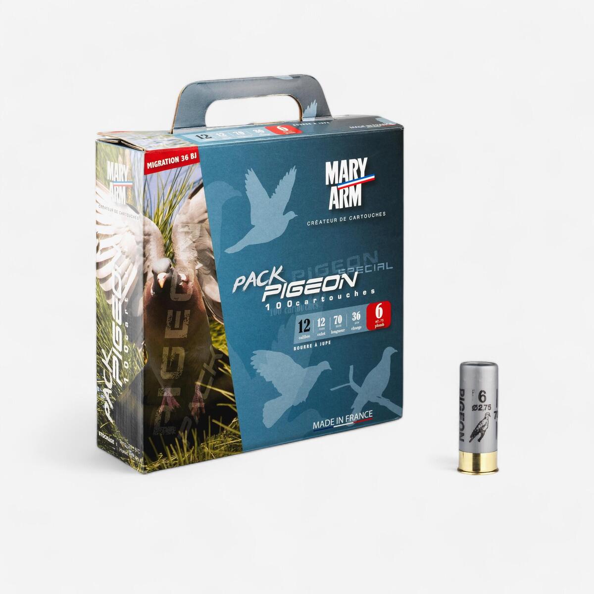 PACK CARTOUCHE PIGEON 36g CALIBRE 12/70 PLOMB N°6 X 100