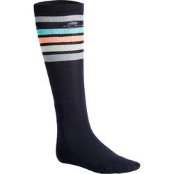 100 Adult Horse Riding Socks - Navy/Pink Stripes