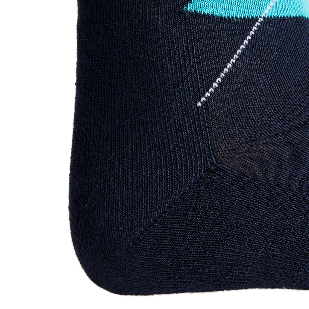 Losanges Adult Horse Riding Socks Twin-Pack - Navy/Turquoise and Navy/Light Grey