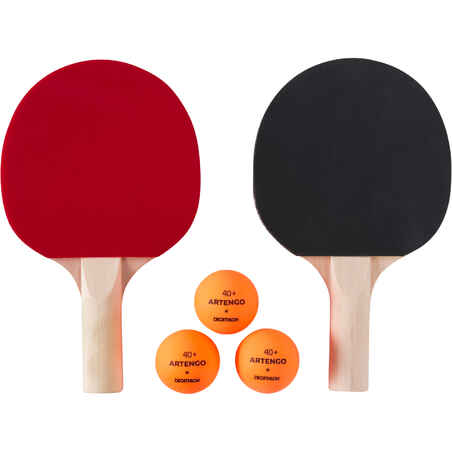 SET 2 RAQUETTES DE PING PONG PPR 100 SMALL ET 3 BALLES