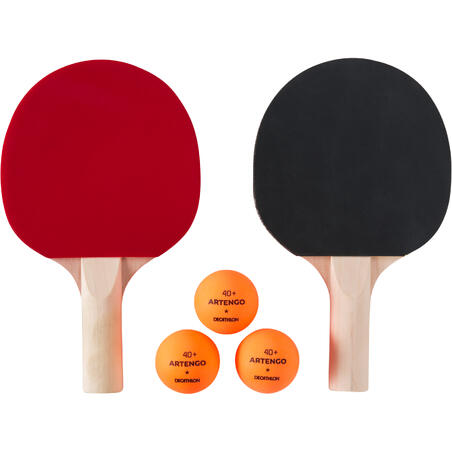 Set bordtennis 2 racketar PPR 100 Small + 3 bollar