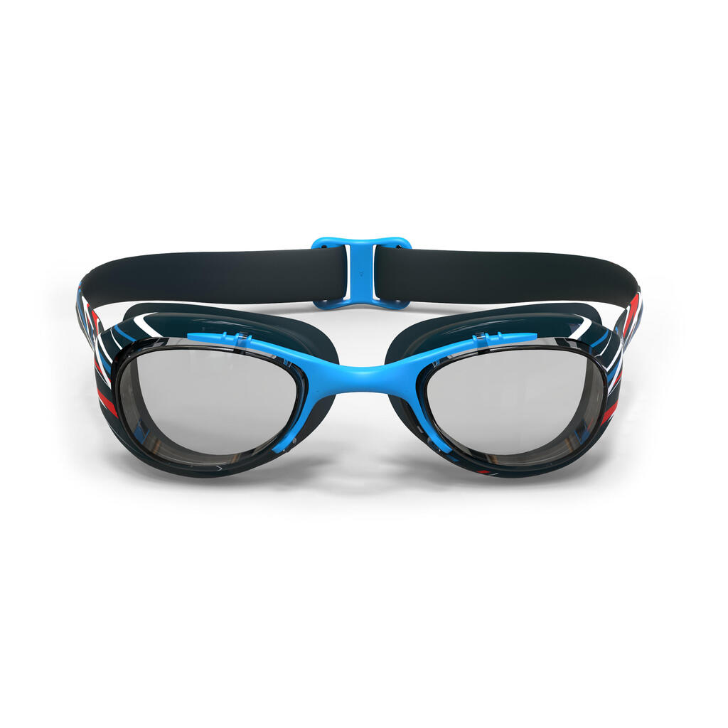 Lunettes de natation Taille L - Xbase noir blanc verres teintées bleu