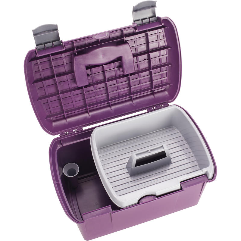 500 Horse Riding Grooming Box Plum/Grey Decathlon