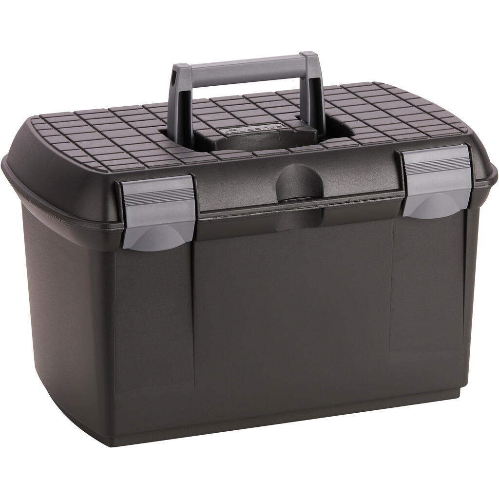 500 Horse Riding Grooming Box - Black/Grey