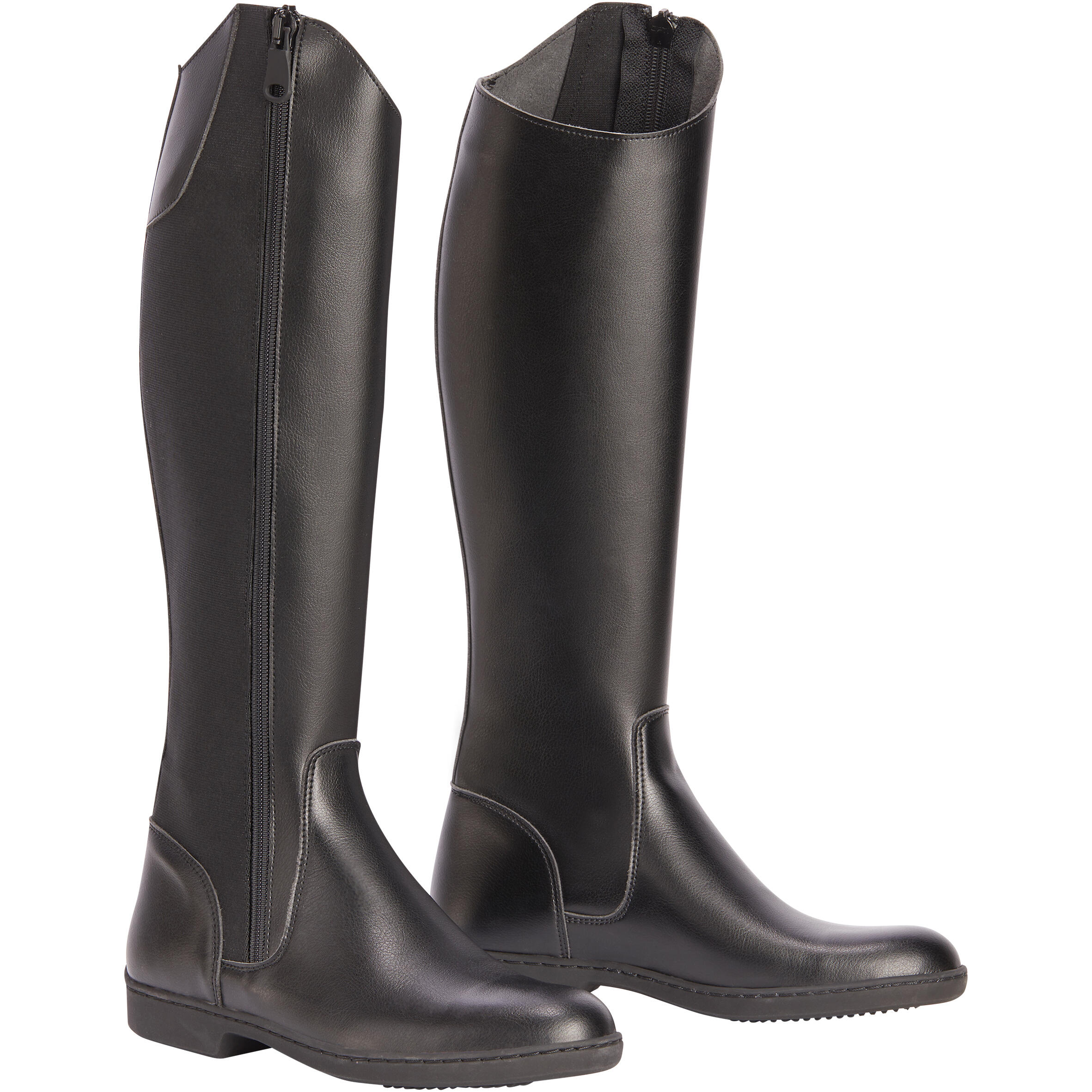 Bottes d'équitation en tissu synthétique femme - MH 500 noir - FOUGANZA