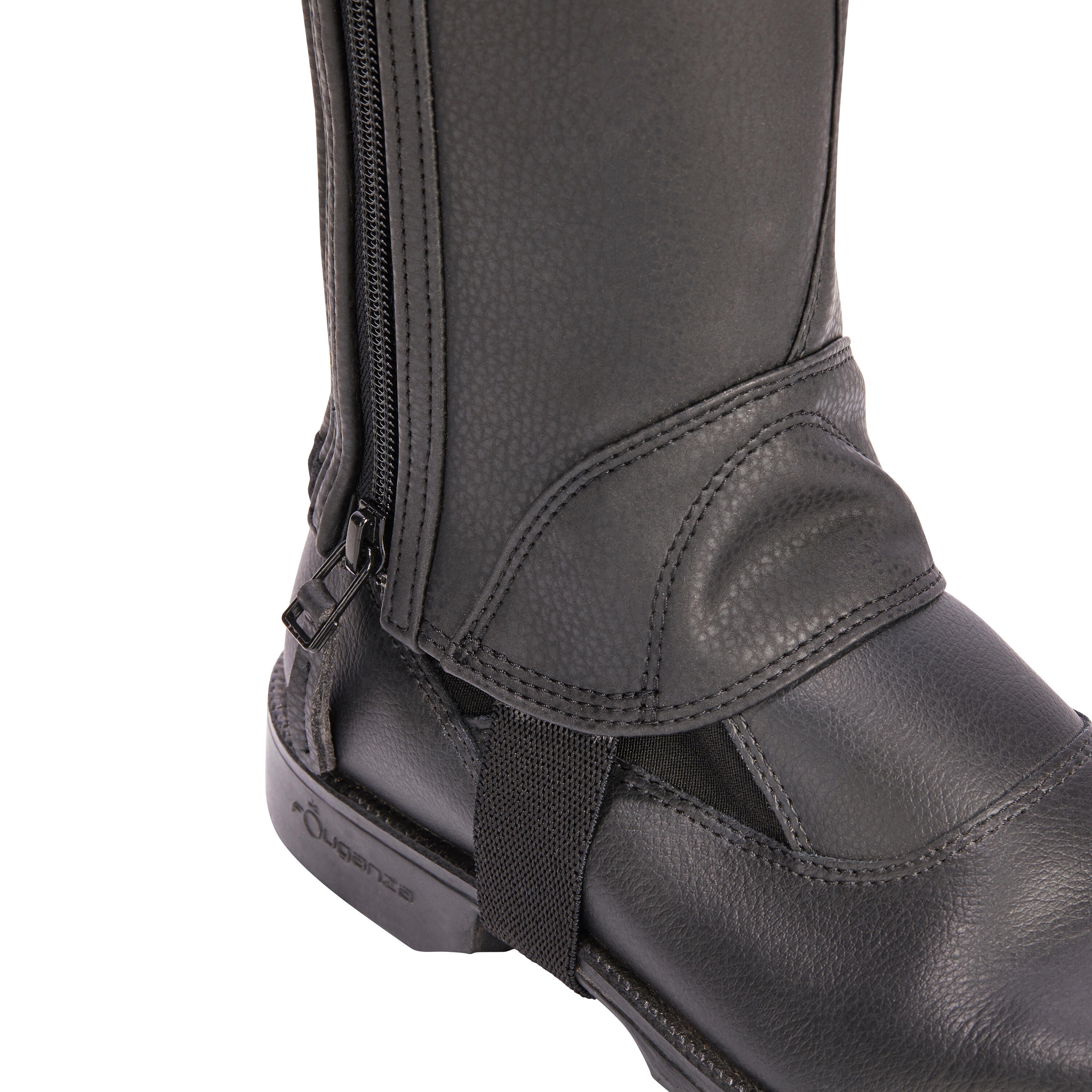 Kids' Horse Riding Leather Half-Chaps With Gusset 500 - Black 4/8