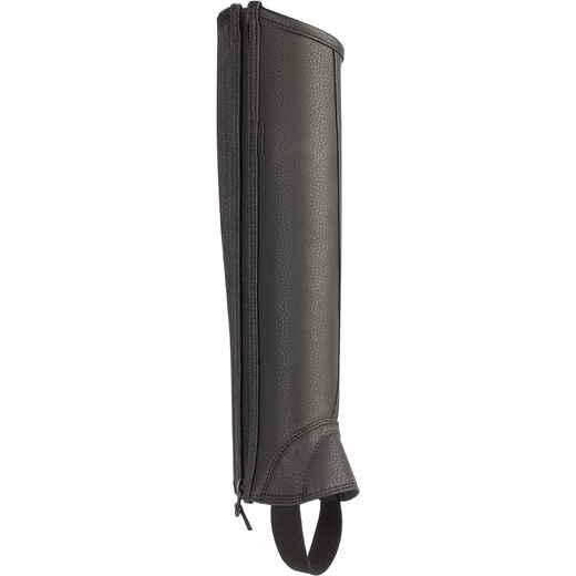 
      Kids' Horse Riding Leather Half-Chaps With Gusset 500 - Black
  