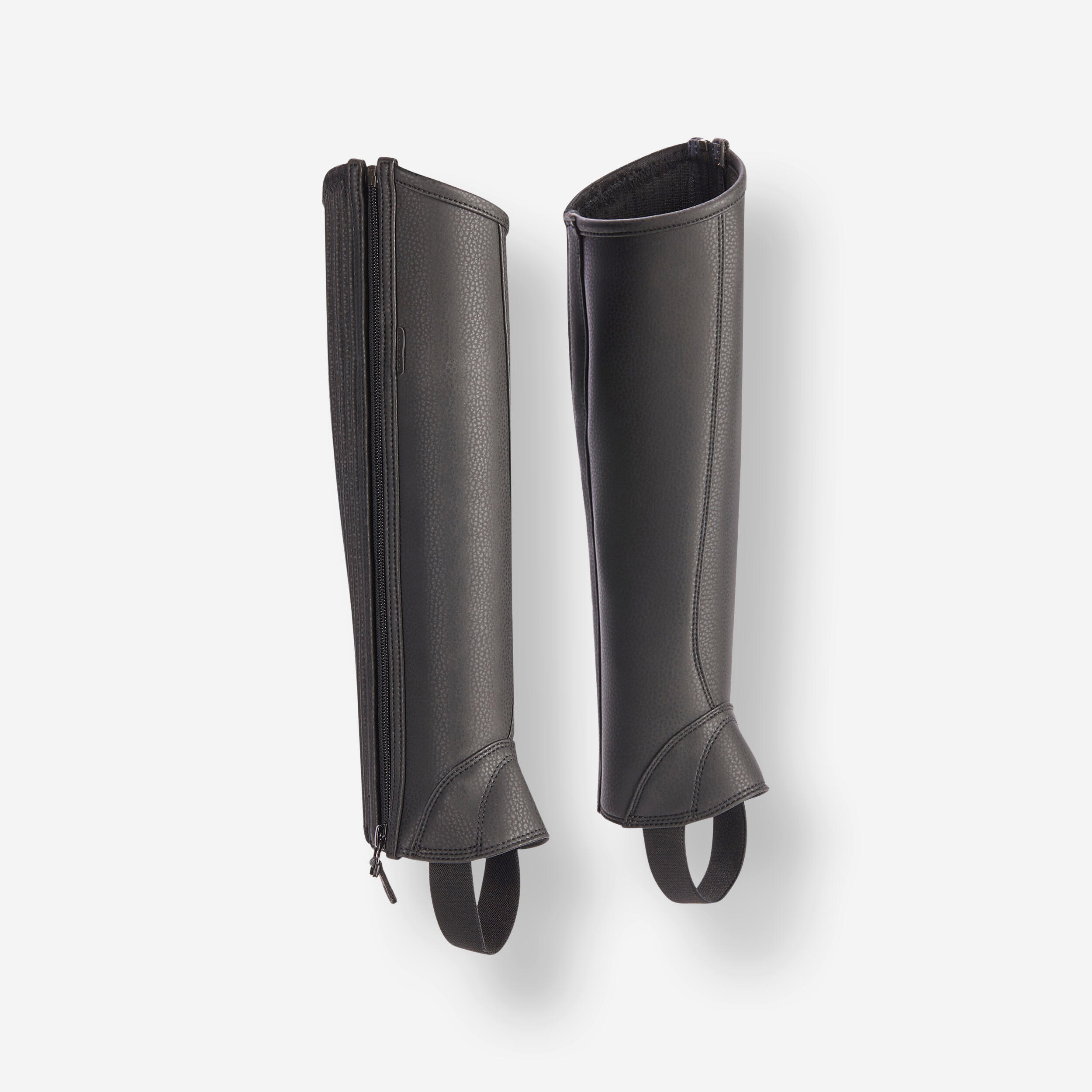 FOUGANZA Detské jazdecké minichapsy 500 s pútkom čierne 28 cm