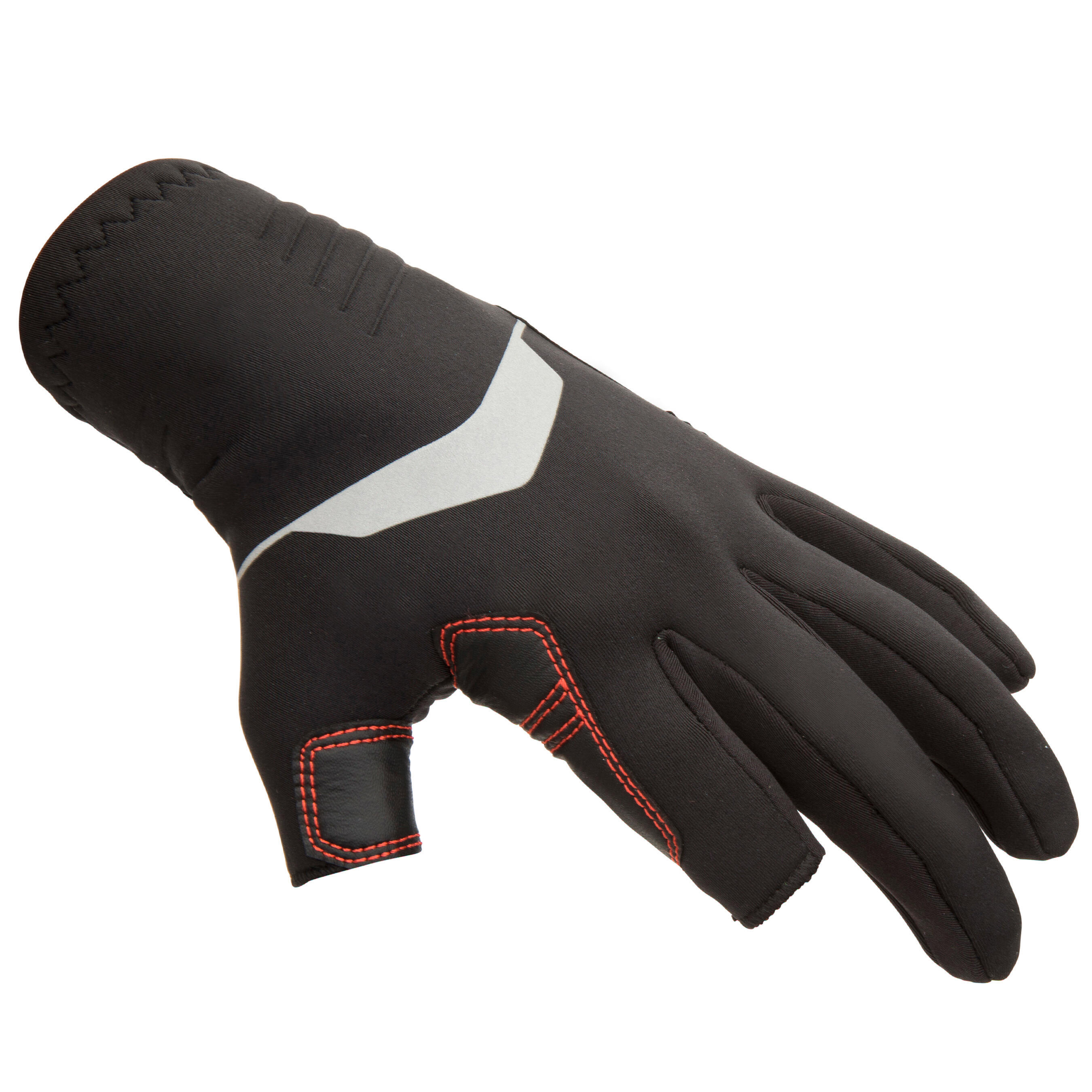 Adult Sailing 1 mm Neoprene Gloves with 2 Fingers Cut 900 black 1/5