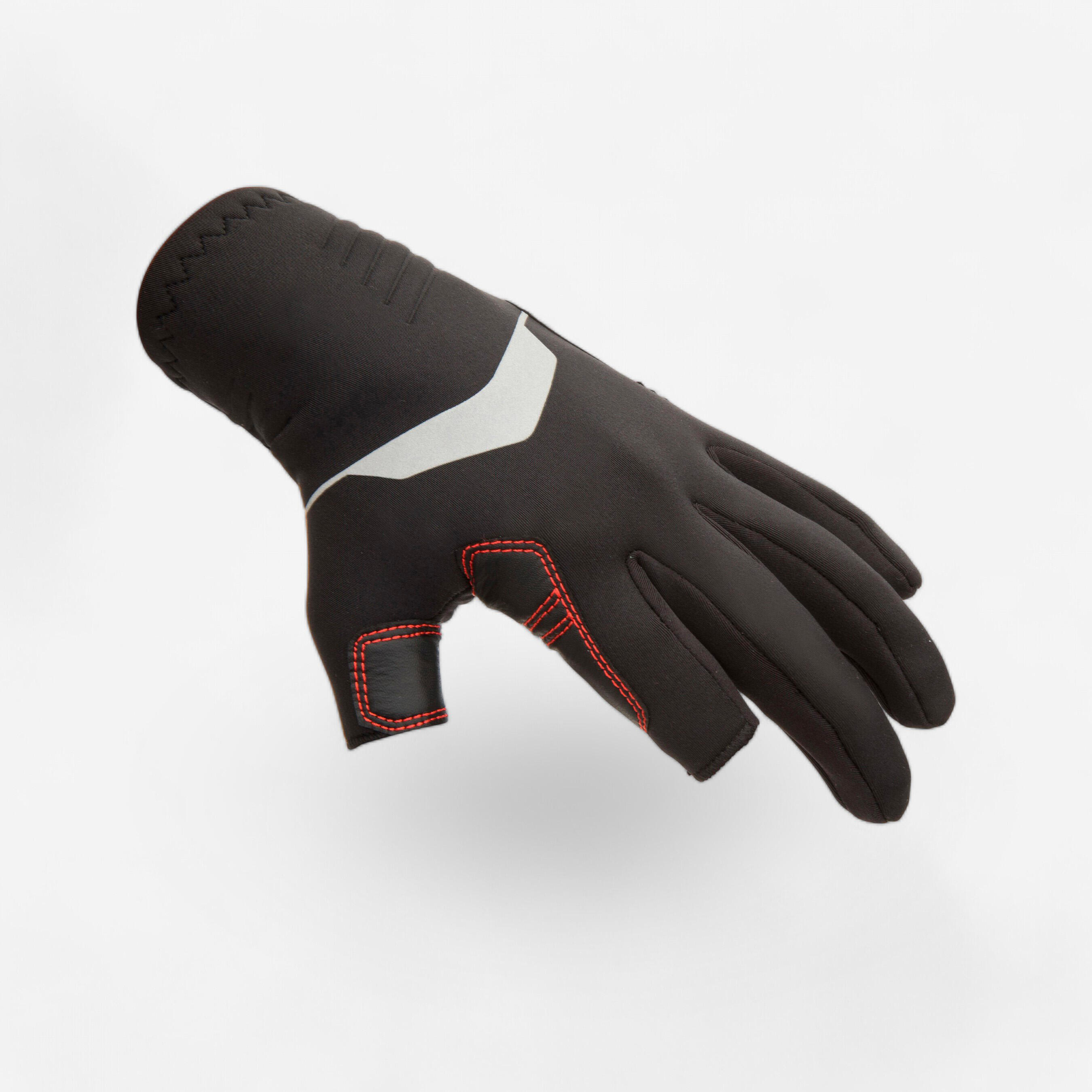 Sailing adult 1 mm neoprene 500 gloves with two cut fingers black