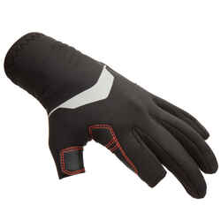 Adult 1 mm neoprene sailing gloves with 2 fingers cut 900 - black