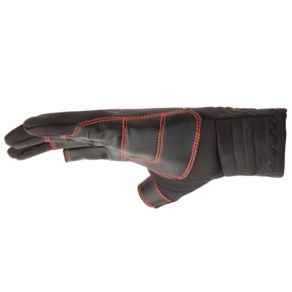 Γάντια ιστιοπλοΐας ενηλίκων 900 από neoprene 1 mm με κόψιμο σε 2 δάχτυλα - Μαύρο