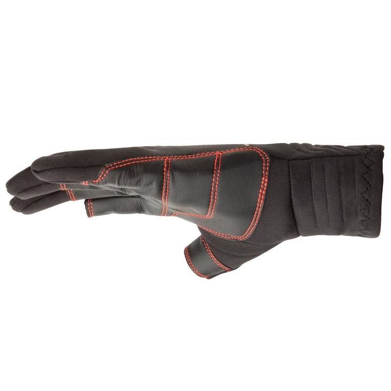 Adult Sailing 1 mm Neoprene Gloves with 2 Fingers Cut 900 black