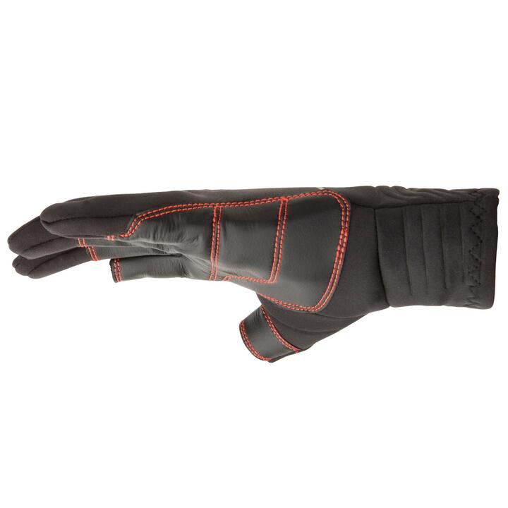 Adult Sailing 1 mm Neoprene Gloves with 2 Fingers Cut 900 black TRIBORD