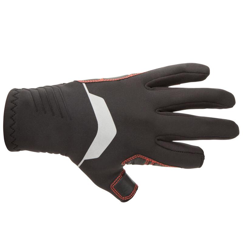 Gants néoprène 1mm voile adulte sailing 900 noir avec 2 doigts coupés noir