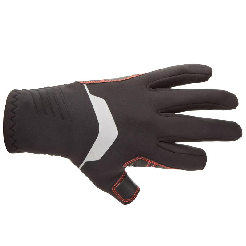 Black technical sailing glove with reinforced grip zones