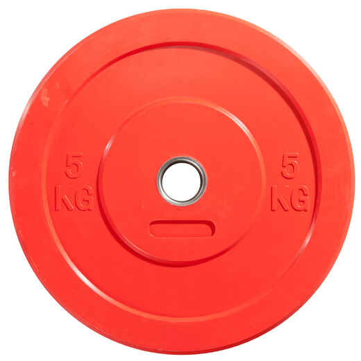 
      Hantelscheibe Bumper Plate scheibe O'Fitness 5 kg rot 
  