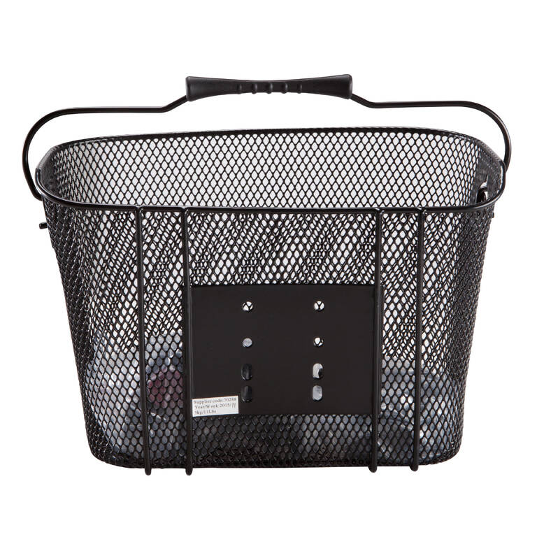 Metal Kids' Bike Basket - Hitam