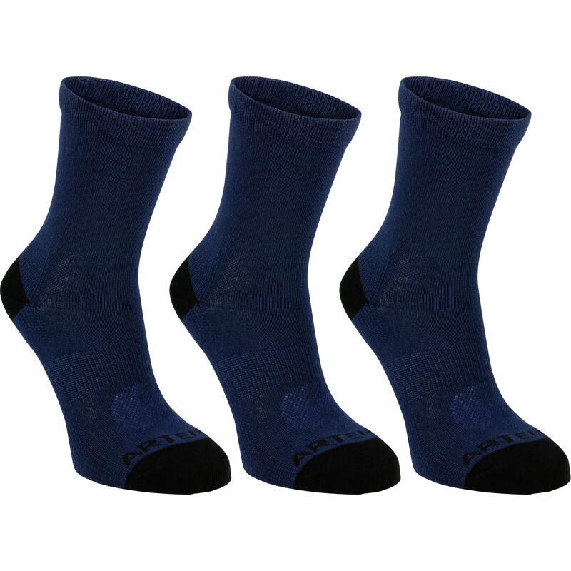 Dětské vysoké tenisové ponožky RS160 tmavě modré 3 páry 