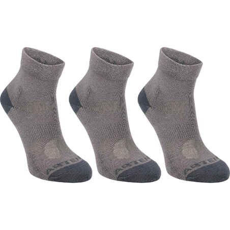 CHAUSSETTES TENNIS ENFANT MI-HAUTES ARTENGO RS 160 GRIS LOT DE 3