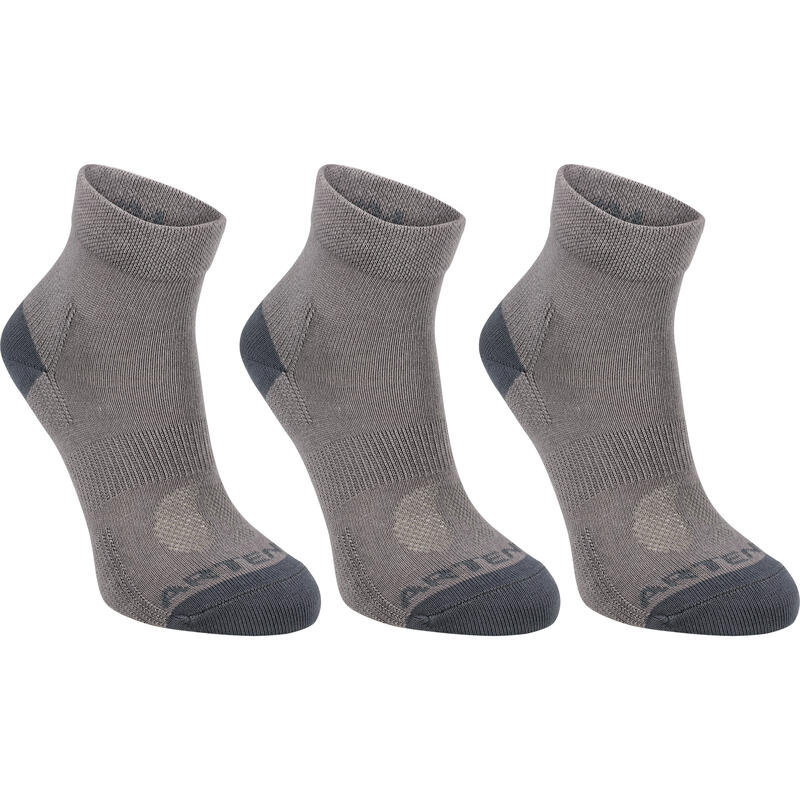 Kids' Mid Tennis Socks Tri-Pack RS 160 - Grey