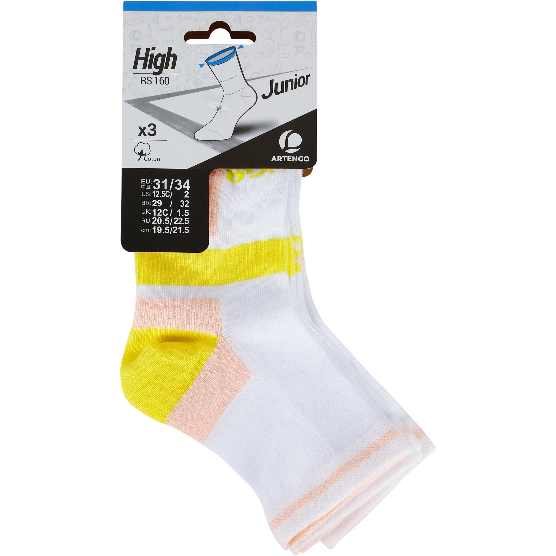 RS 160 Junior High Sports Socks Tri-Pack - Pink/Yellow 9/9