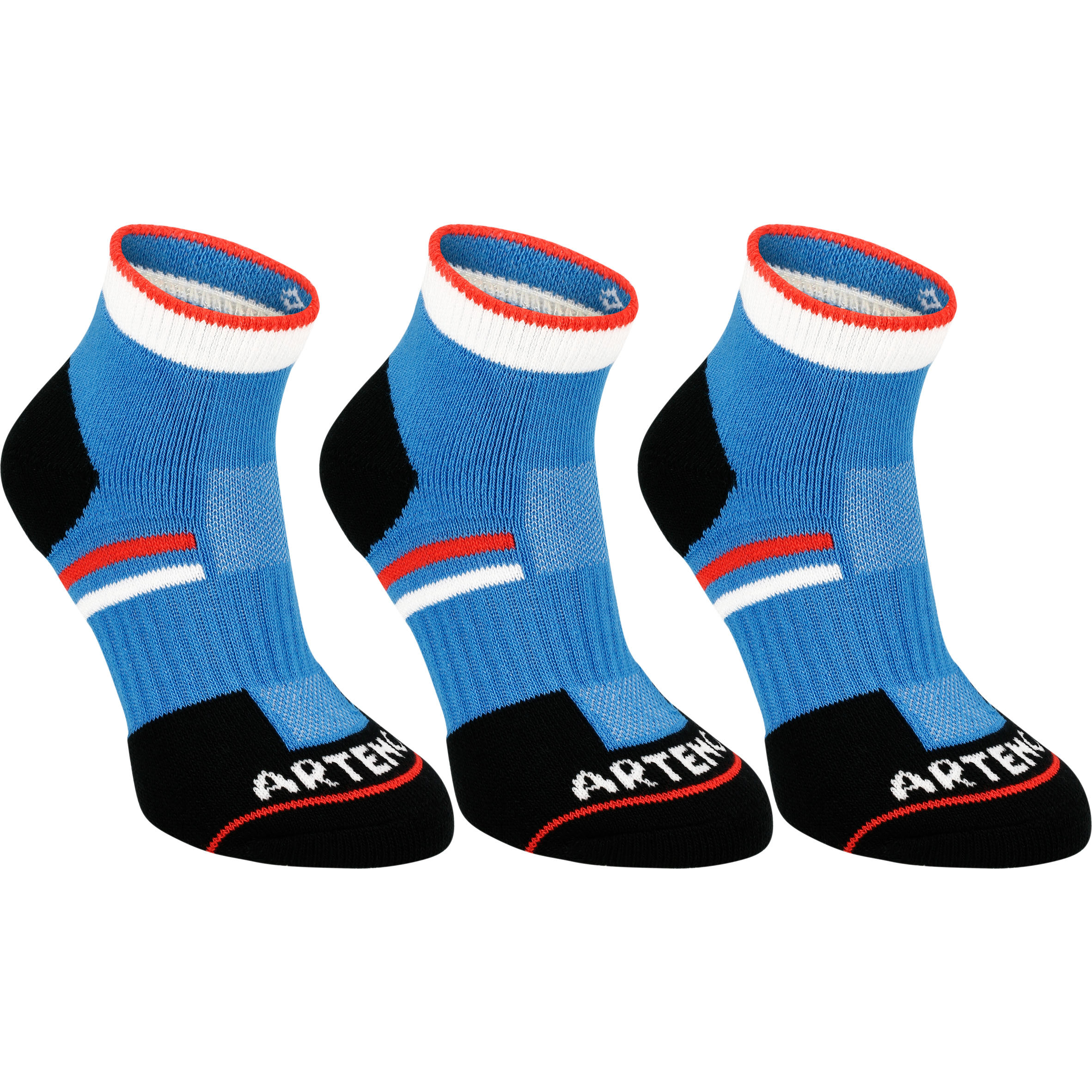 RS 500 Junior Mid-Length Sports Socks Tri-Pack - Blue/Black 1/7