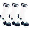 Športové ponožky RS 500 vysoké bielo-modré 3 páry
