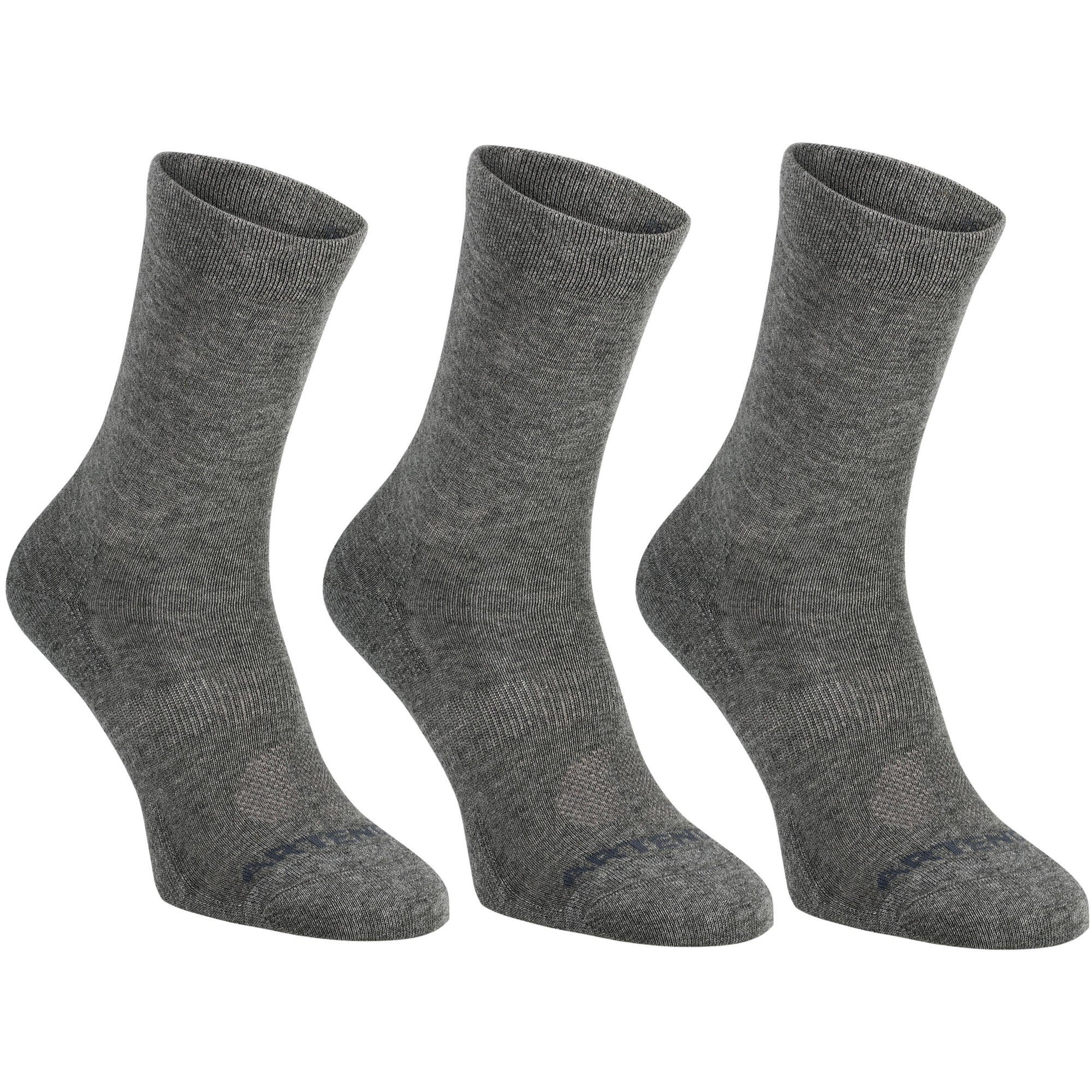 CHAUSSETTES DE TENNIS HAUTES RS 160 GRIS LOT DE 3 artengo