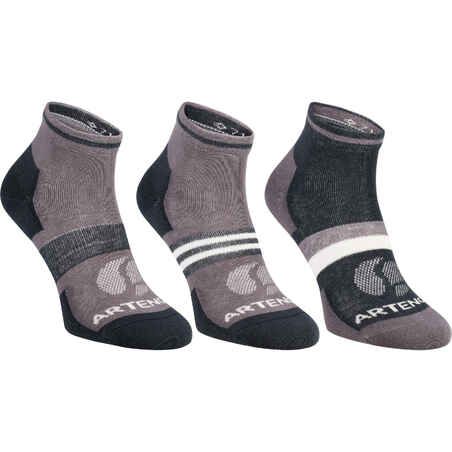 CALCETINES DE DEPORTE CAÑA MEDIA ARTENGO RS 160 GRIS MIX PACK DE 3 