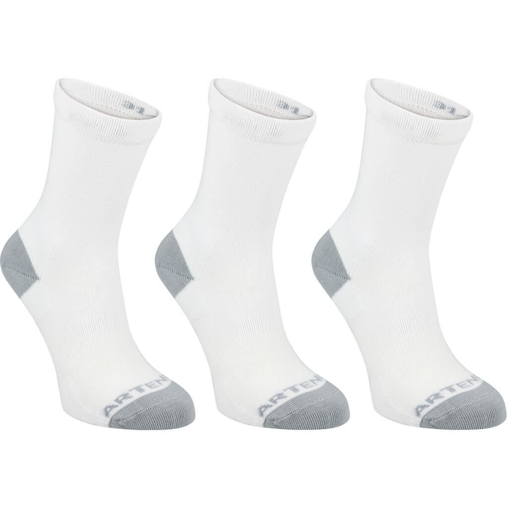 ČARAPE ZA TENIS RS 160 DUBOKE TRI PARA DEČJE - CRNE/SIVE