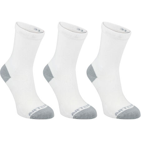 CHAUSSETTES TENNIS ENFANT  HAUTES RS 160 BLANC LOT DE 3