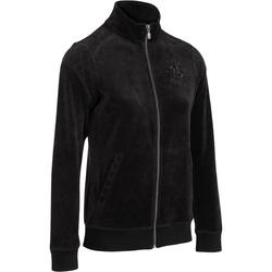 Veste velours col haut fitness femme noir