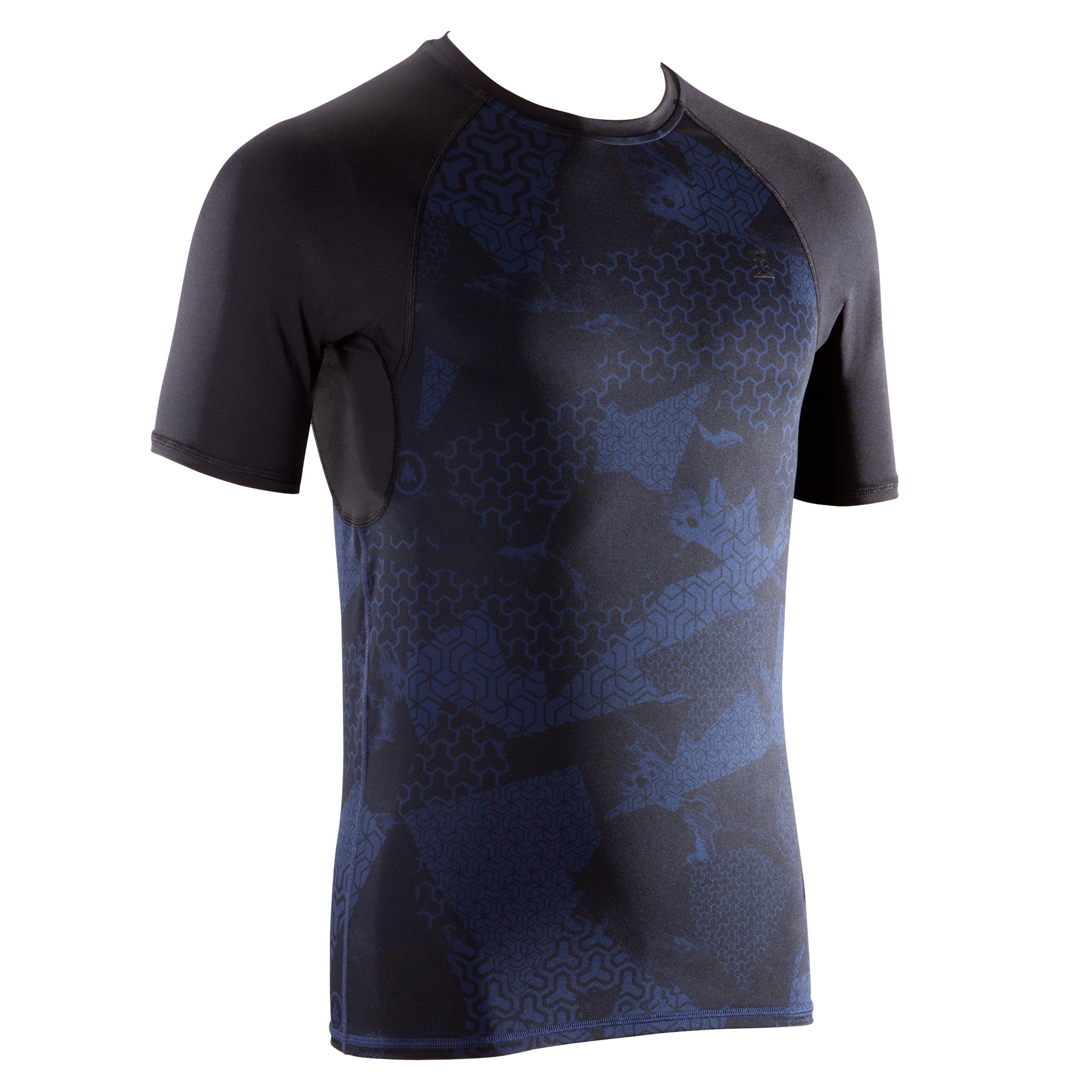 T SHIRT MUSCULATION COMPRESSION HOMME NOIR BLEU Decathlon