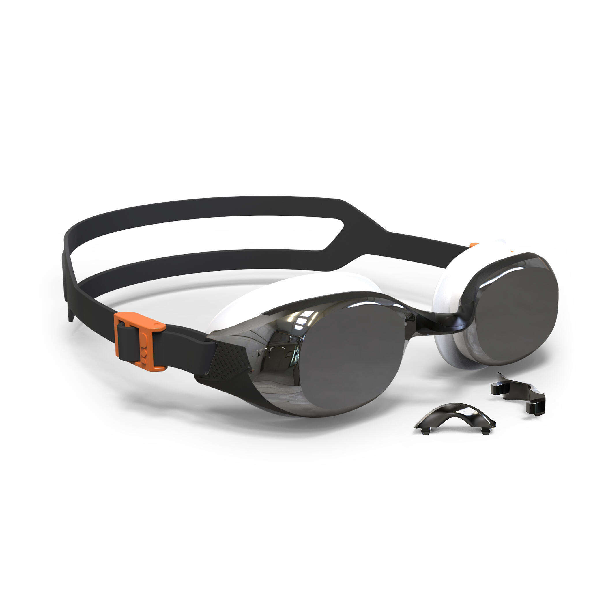 NABAIJI 500 B-FIT Swimming Goggles - Black Silver, Mirror Lenses