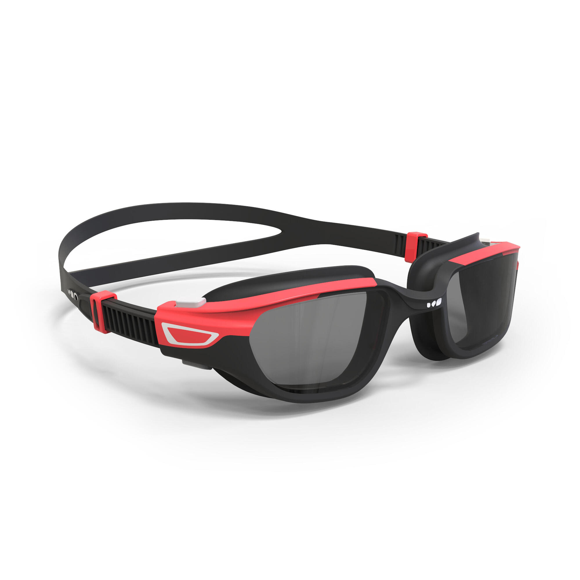 red swimming goggles