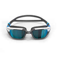500 SPIRIT Swimming Goggles, Size S Black Blue, Mirror Lenses
