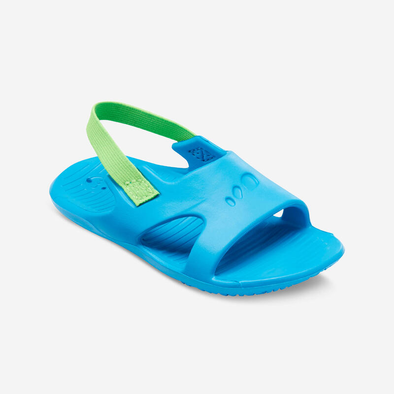 嬰幼兒泳池涼鞋 - 藍色／綠色鬆緊帶