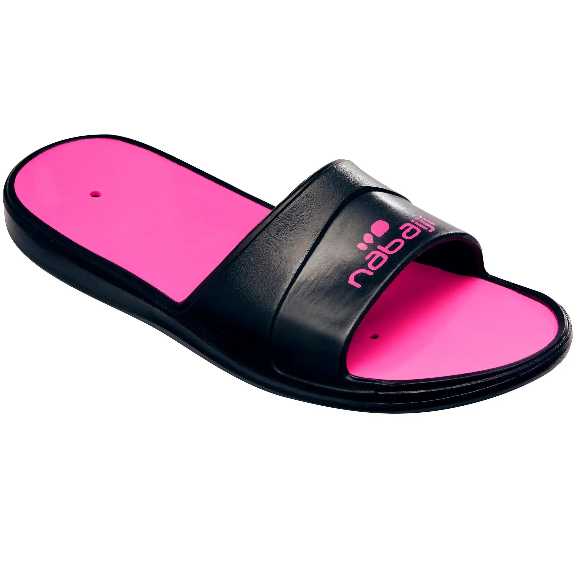 GIRL'S SLAP 500 POOL SANDALS - BLUE PINK 2/4