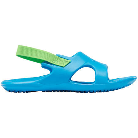 Babies' Pool Sandals Blue with Green Elastic