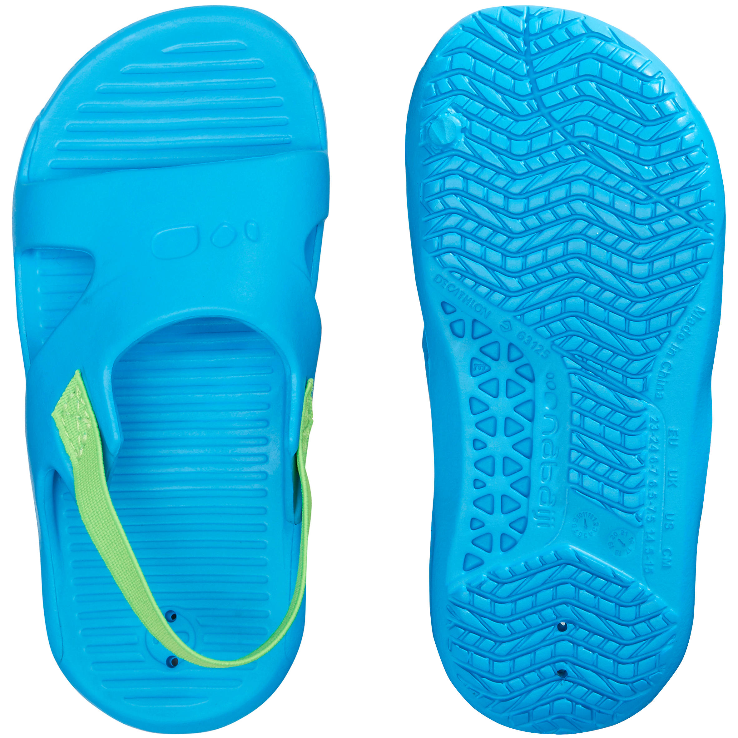 Chanclas piscina Ni os Beb s pala azul verde Decathlon