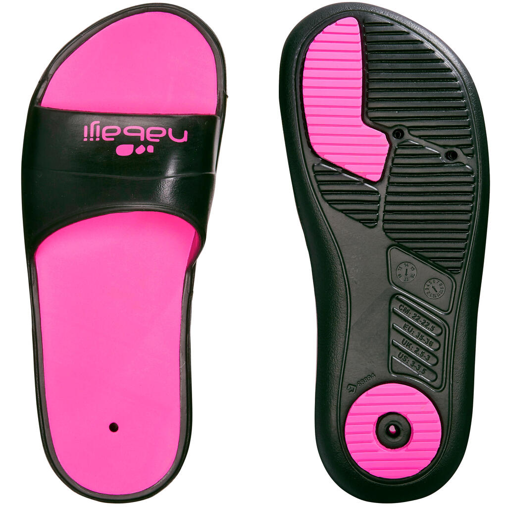 SANDALES NATATION FILLE SLAP 500 BLEU ROSE