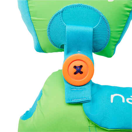 Green child's TISWIM adaptable armband-waistbands printed "MONKEY"