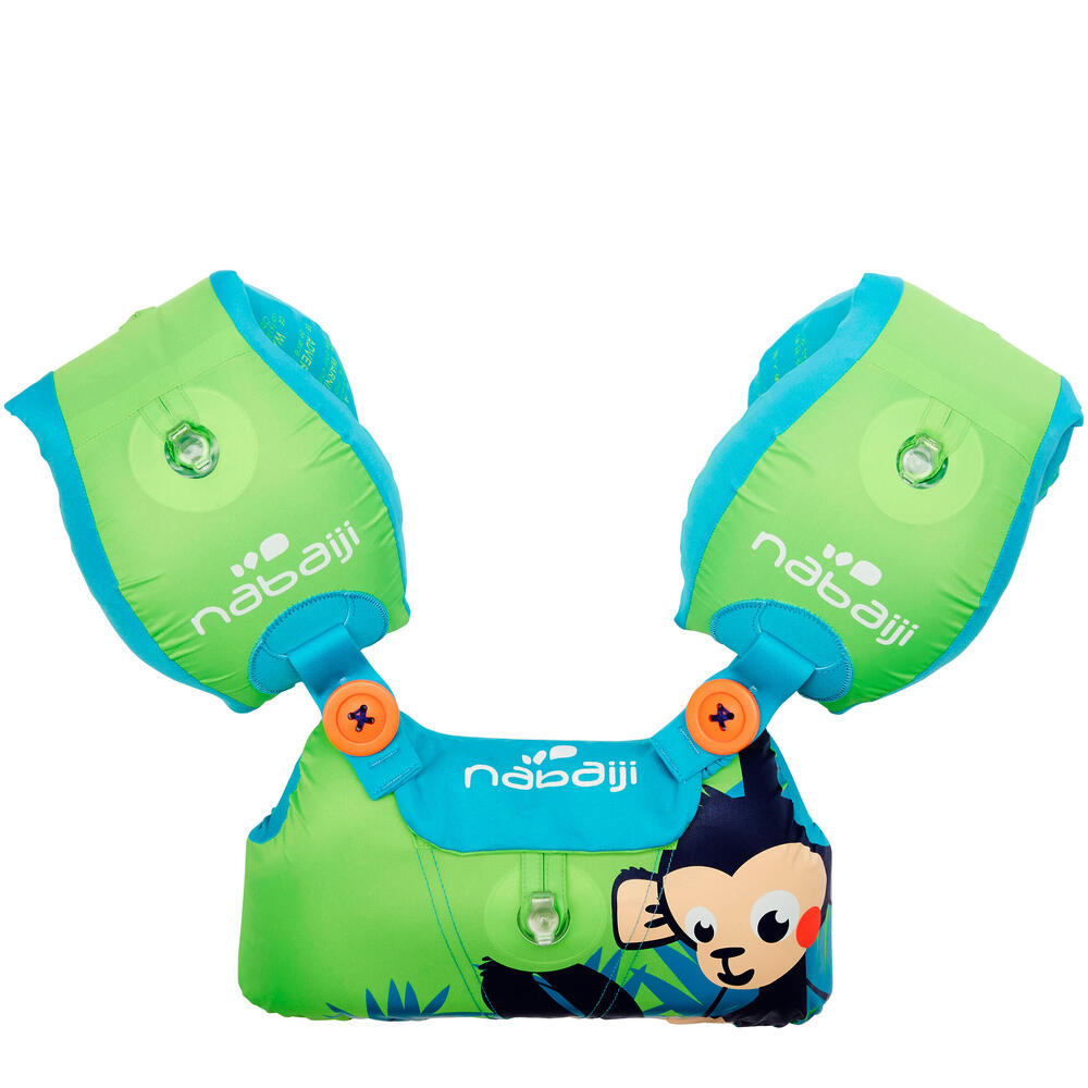 BRASSARDS-CEINTURE ÉVOLUTIF TISWIM ENFANT VERT IMPRIMÉ "SINGE"