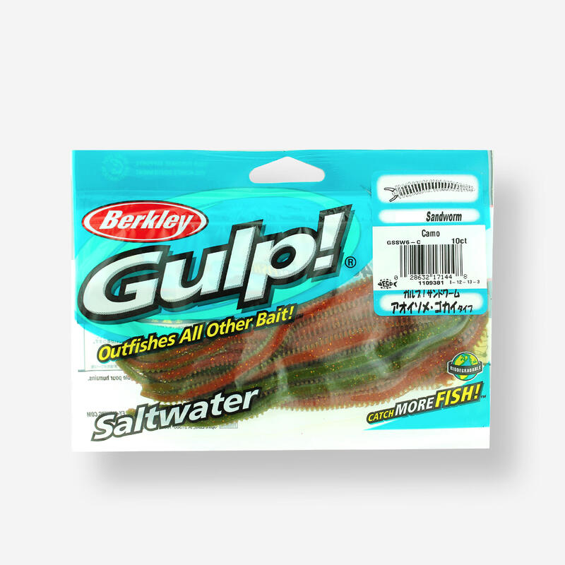 Cebo artificial Gulp sandworm camo pesca en el mar