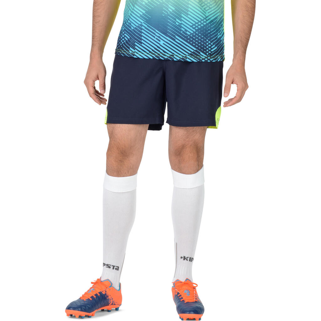 Rugbyshorts R500 Herren blau/gelb