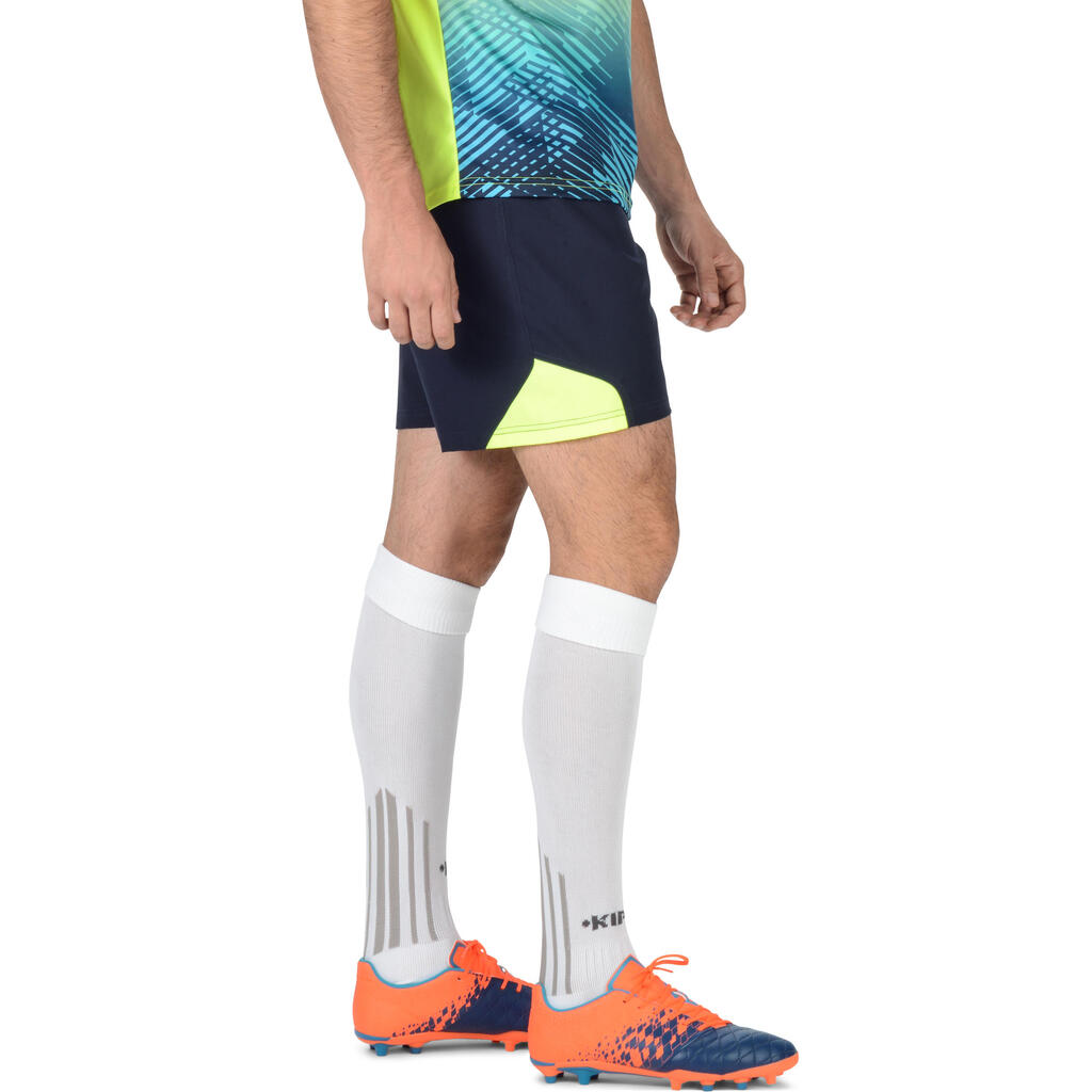 Rugbyshorts R500 Herren blau/gelb