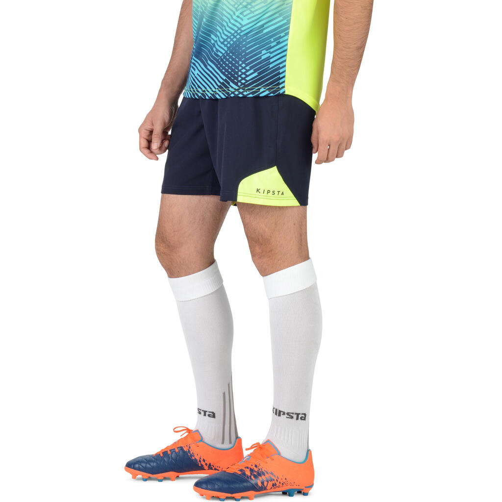 Rugbyshorts R500 Herren blau/gelb
